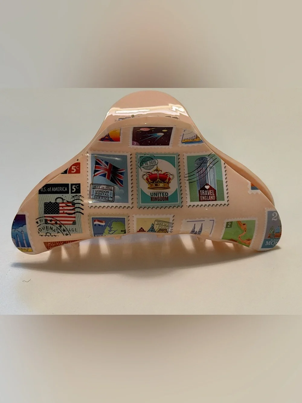 NWT Johnny Was Sekai Travel Stamp Hair Claw Clip Lg Jaw Clip for Thick Hair